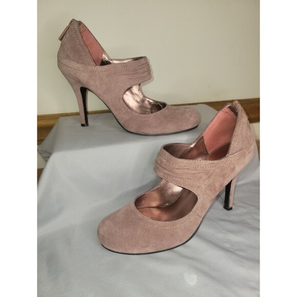 Nine West Suede Mary Jane Platform Stilettos Pumps Heels Blush Pink Size 8M - Picture 1 of 6
